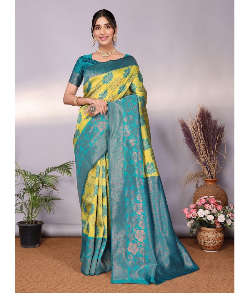     			Vastukala Silk Embroidered Saree With Blouse Piece ( Light Green , Pack of 1 )