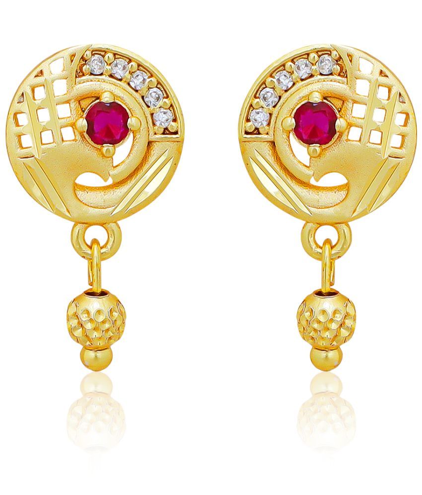     			LUV FASHION Golden Stud Earrings ( Pack of 1 )