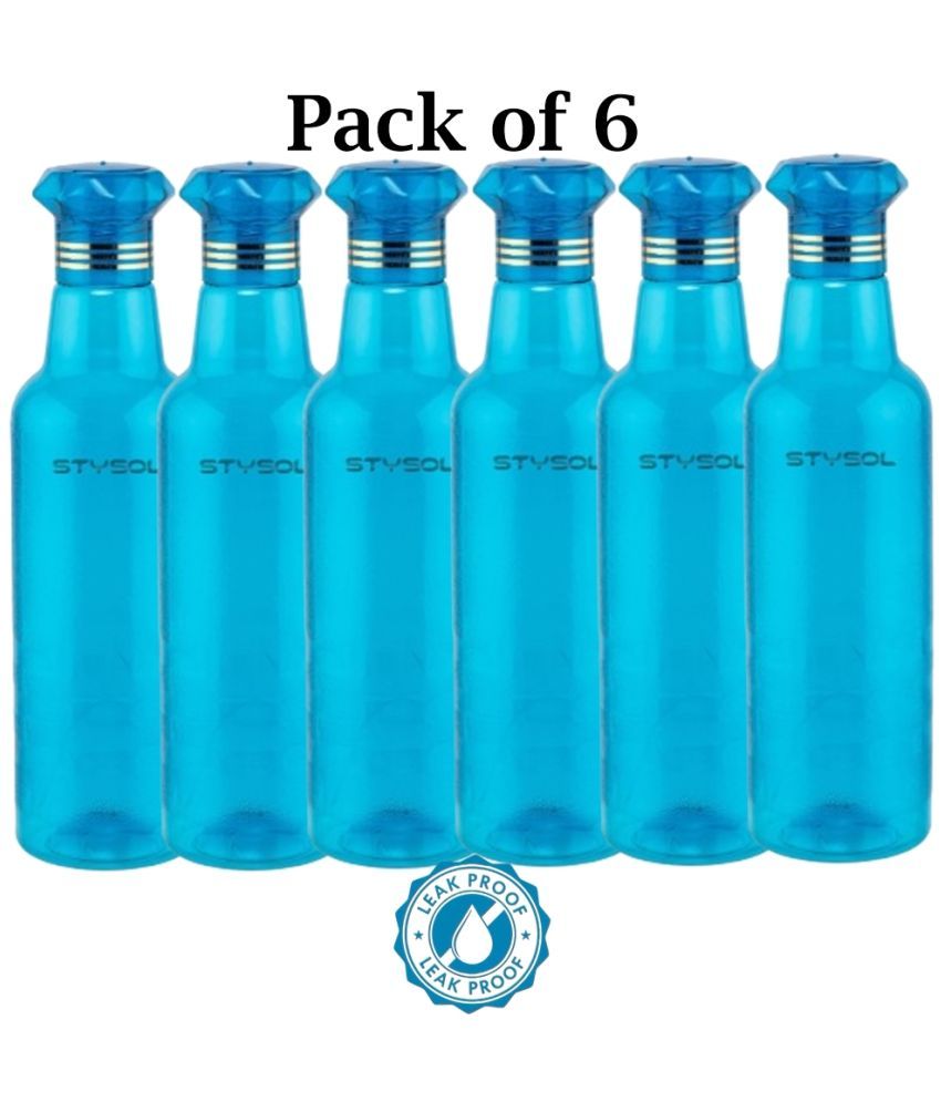     			Stysol Water Bottels Blue Plastic Water Bottle 1000 mL ( Set of 6 )