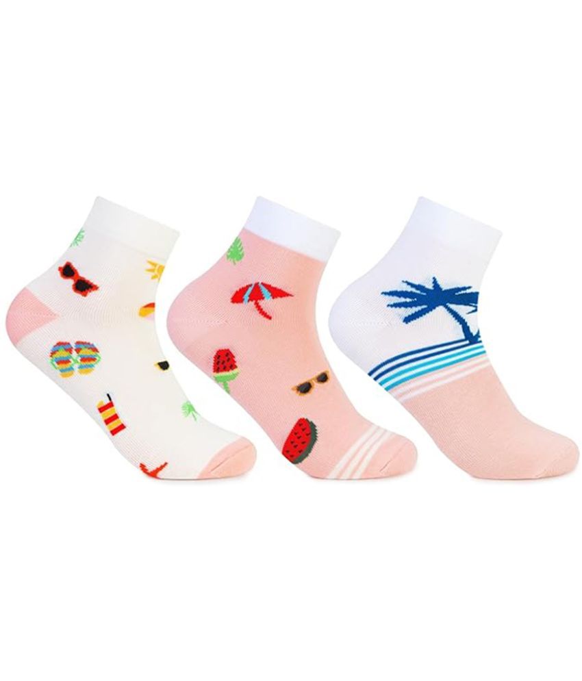     			Bonjour Pack of 3 Women's Cotton Blend Ankle Length Socks ( Multicolor )