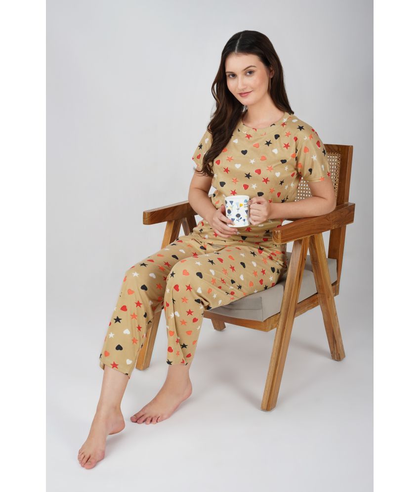     			DIAMOND EXPORTER Mustard Hosiery Women's Nightwear Nightsuit Sets ( Pack of 1 )