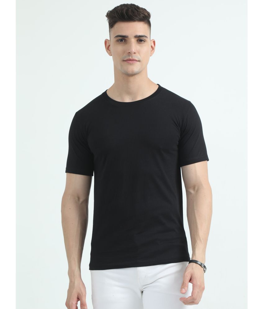     			NAUGHTY WILD Cotton Regular Fit Solid Half Sleeves Men's Round T-Shirt - Black ( Pack of 1 )