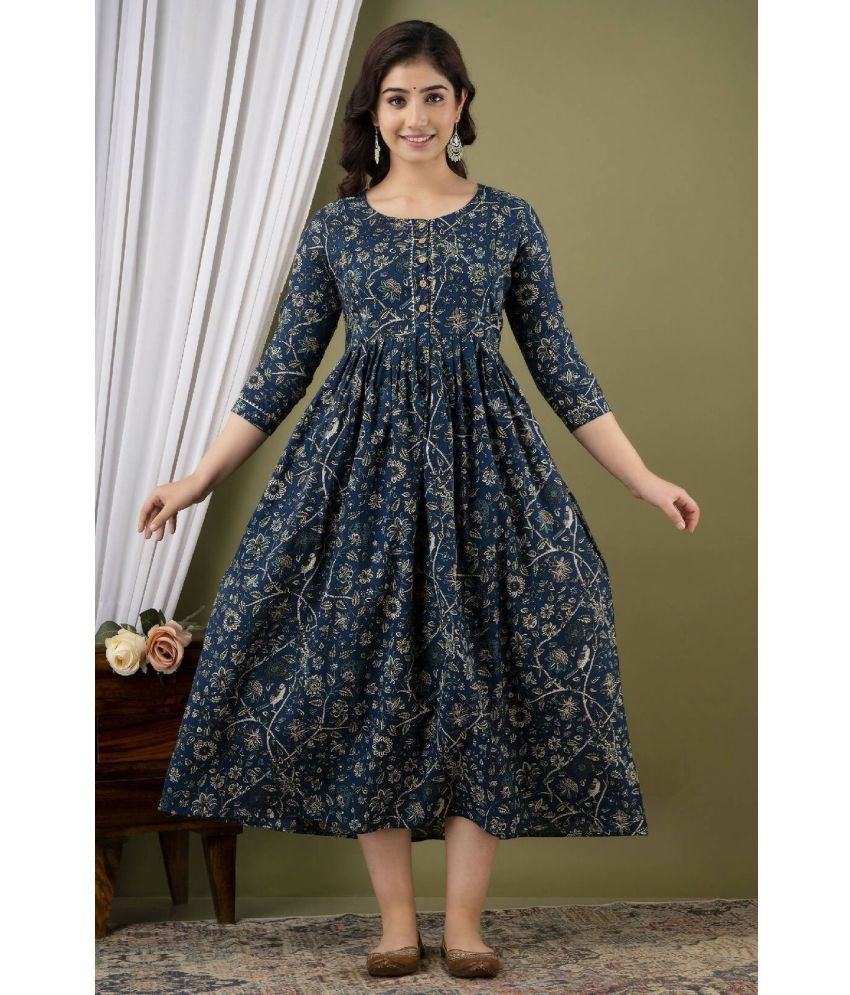     			Nitvan Navy Cotton Maternity Kurta