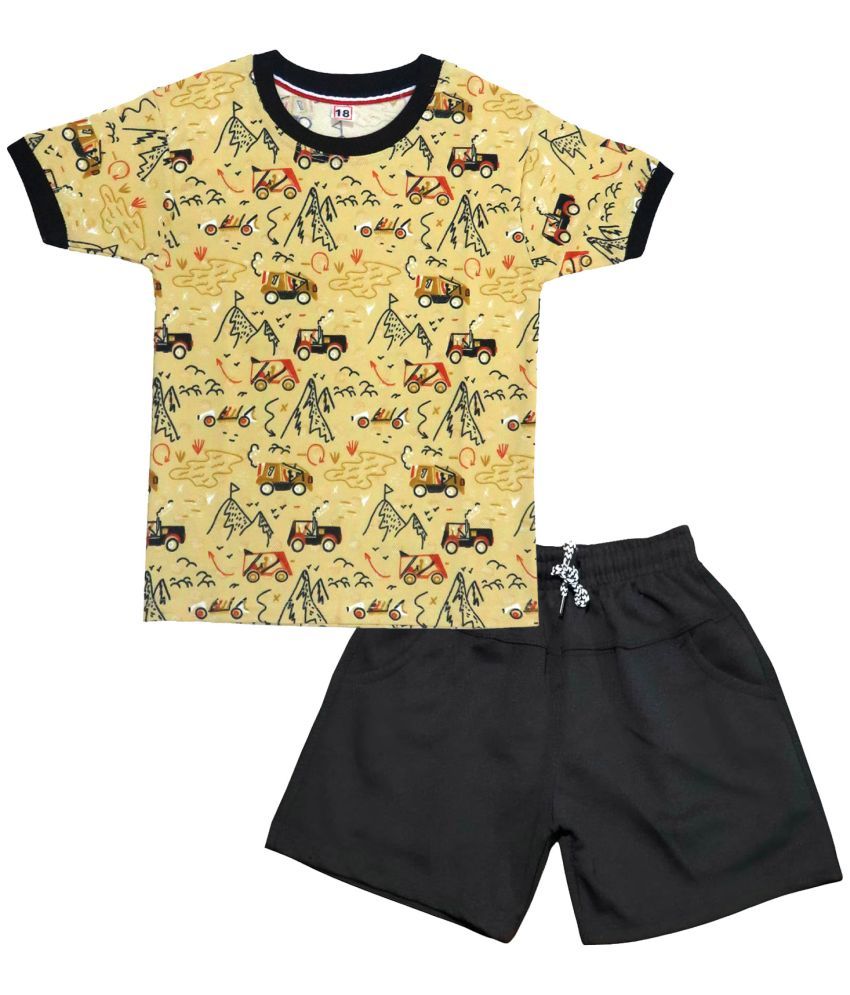     			RBF84 Pack of 1 Baby Boys Cotton T-Shirts & Shorts Set ( Yellow )