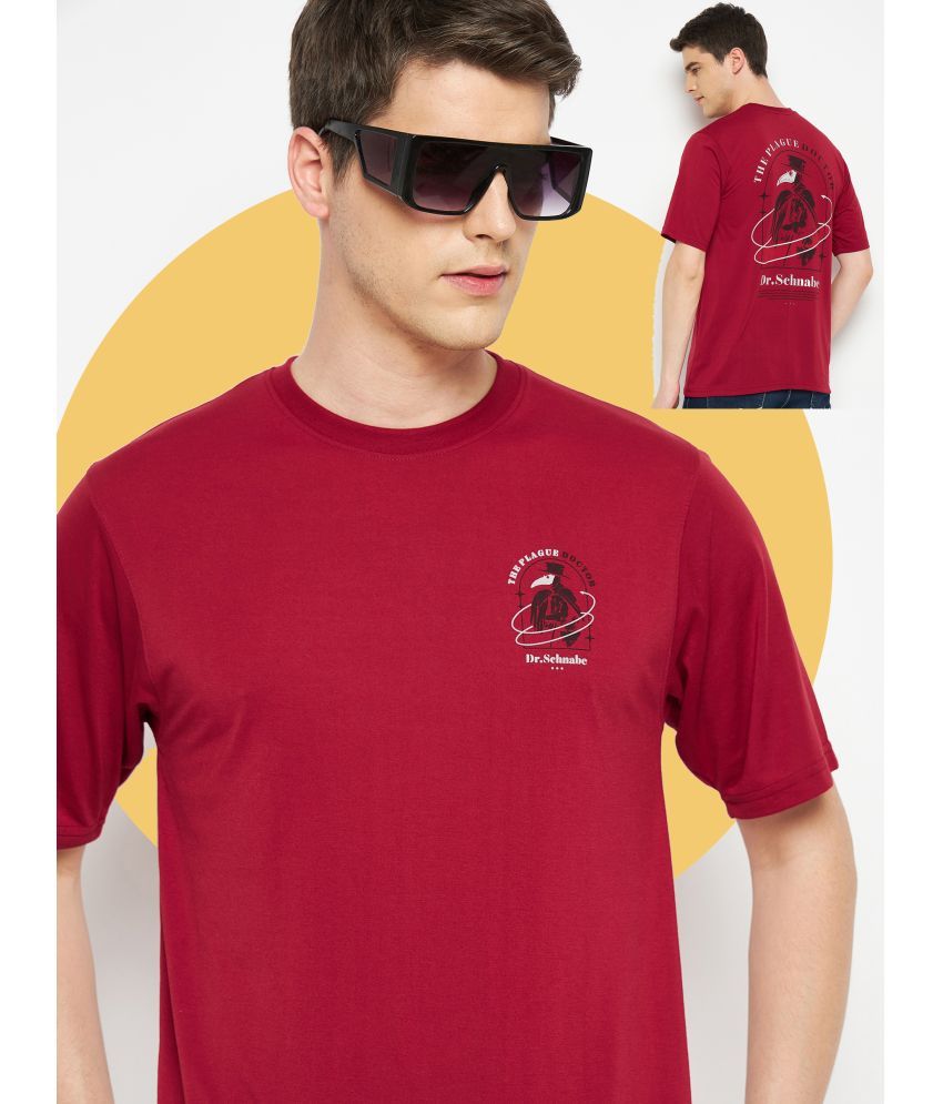     			RELANE Cotton Blend Regular Fit Printed Half Sleeves Men's Round T-Shirt - Maroon ( Pack of 1 )