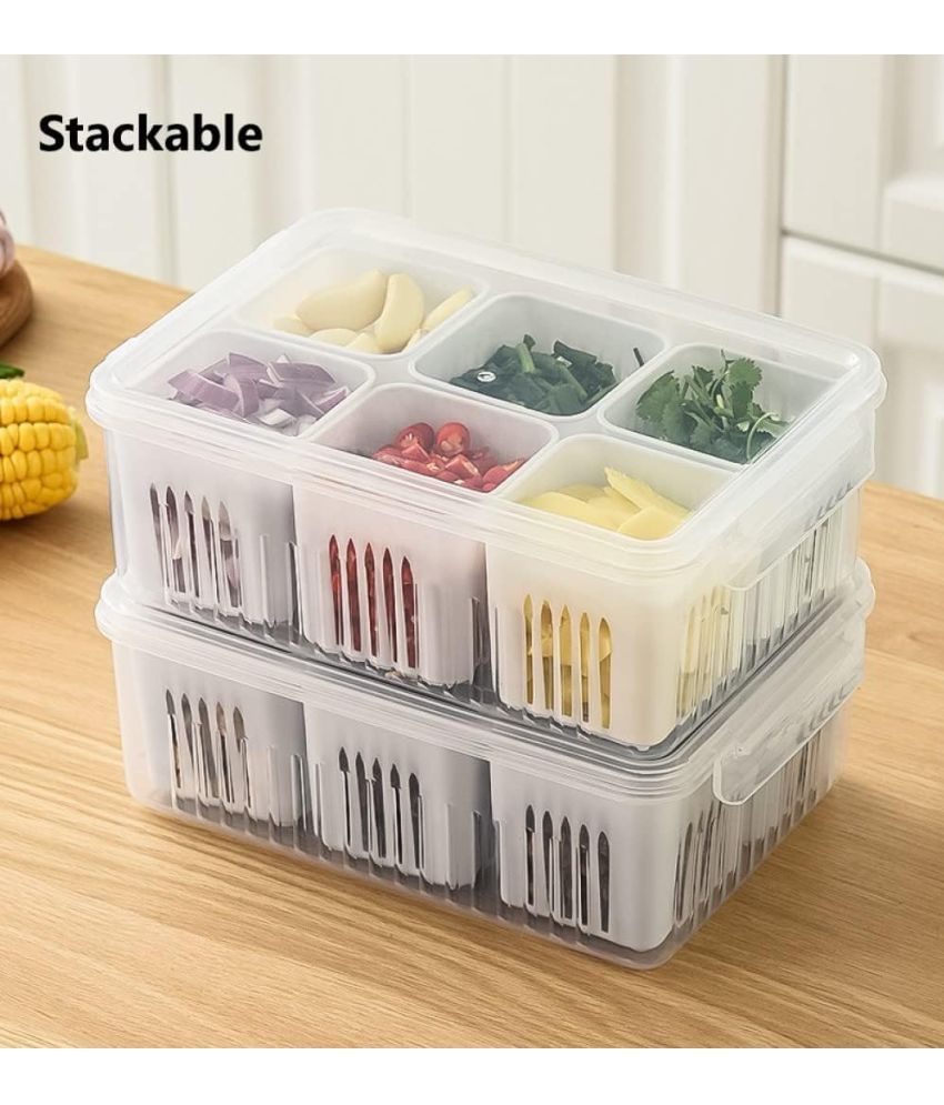     			Stysol Fridge Container Plastic White Multi-Purpose Container ( Set of 2 )