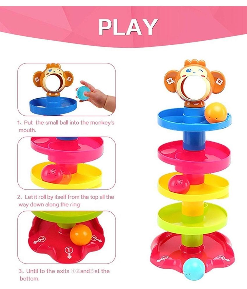     			Stysol Roll Ball 5 Layer Ball Drop and Roll Swirling Tower for Baby and Toddler Development Educational Toys Stack Drop and Go Ball Ramp 3 Spinning Toy