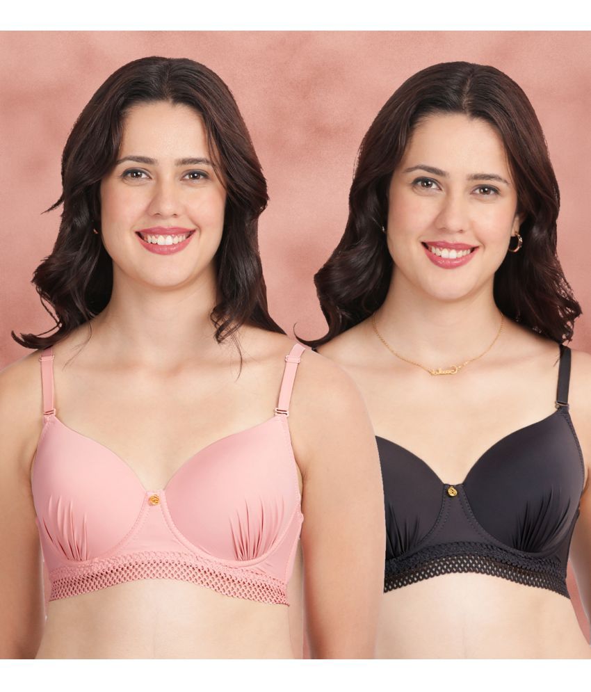     			Susie Pack of 2 Nylon Lightly Padded Everyday Bra For Women ( Pink )