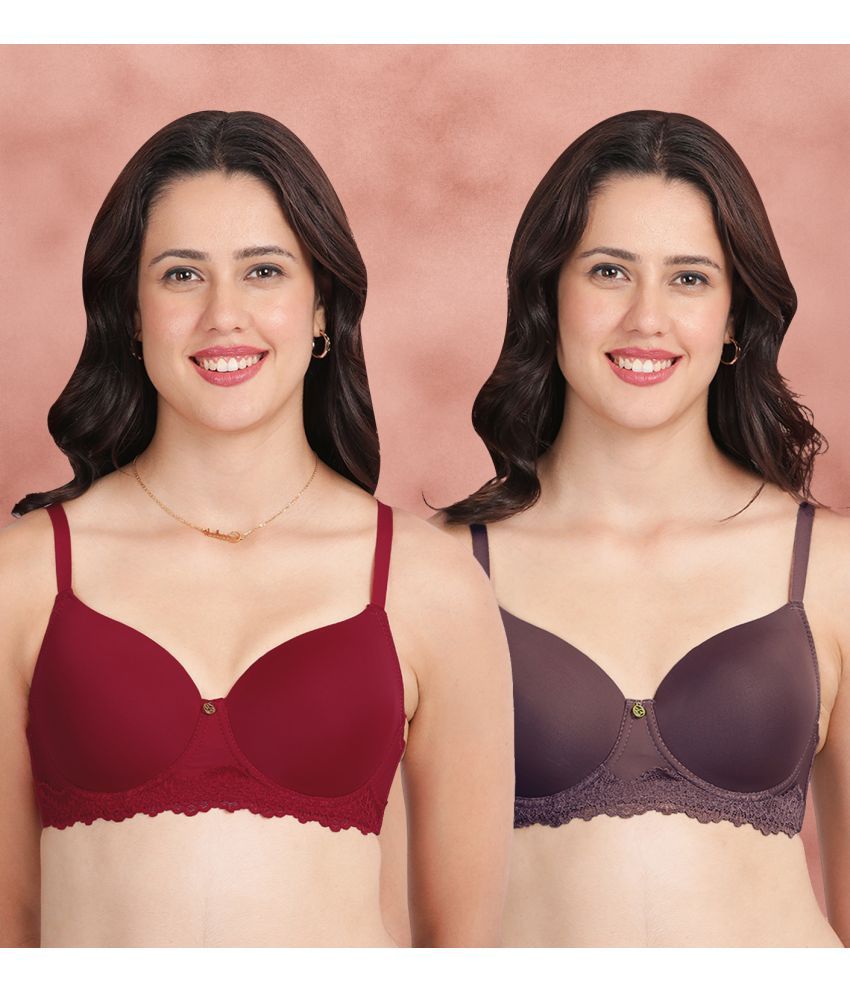     			Susie Pack of 2 Nylon Lightly Padded Everyday Bra For Women ( Red )