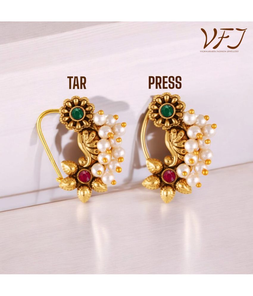     			Vighnaharta Artificial stone and Pearls moti Nath Nathiya./ Nose Pin combo 2 nath for women and Girls[VFJ1286-1180NTH-TAR&PRESS-MULTI]