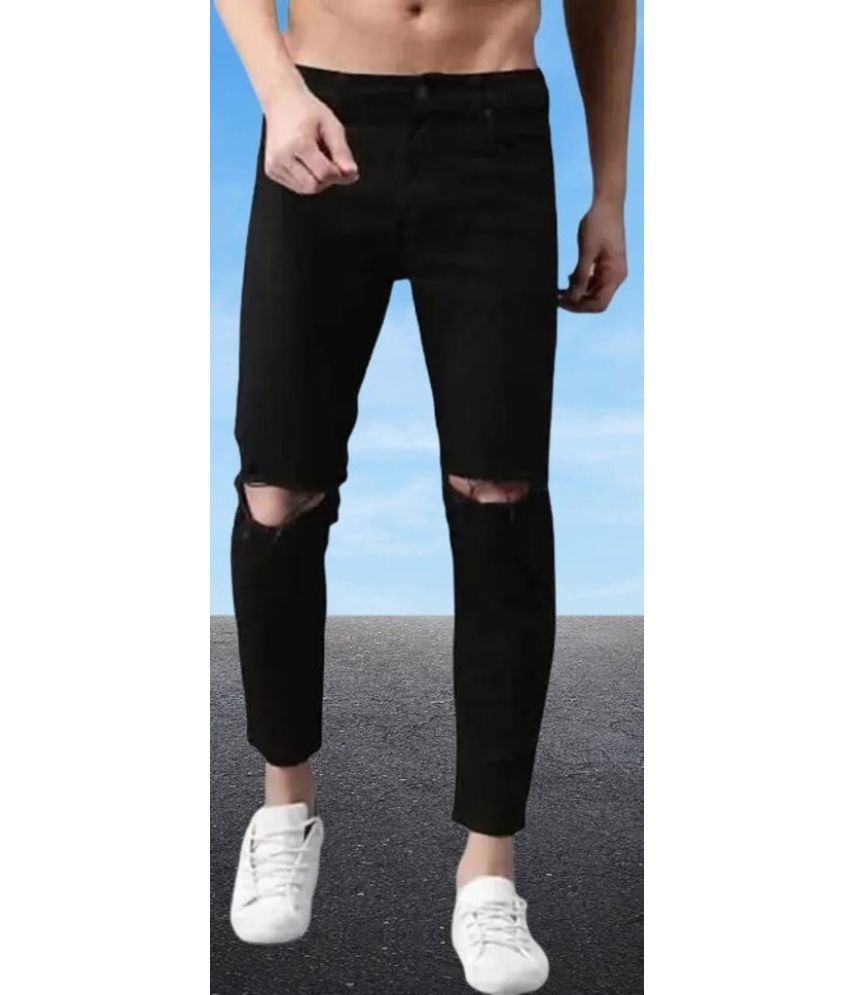     			WHATON Skinny Fit Distressed Men's Jeans - Black ( Pack of 1 )