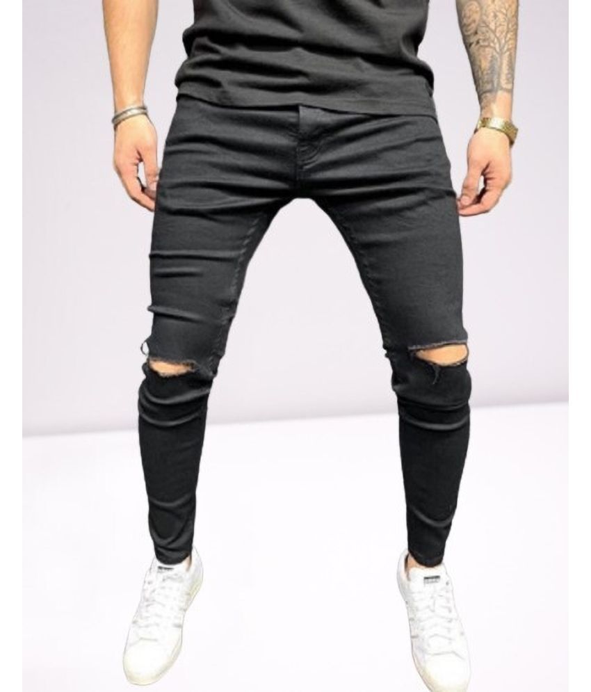     			WHATON Skinny Fit Distressed Men's Jeans - Black ( Pack of 1 )