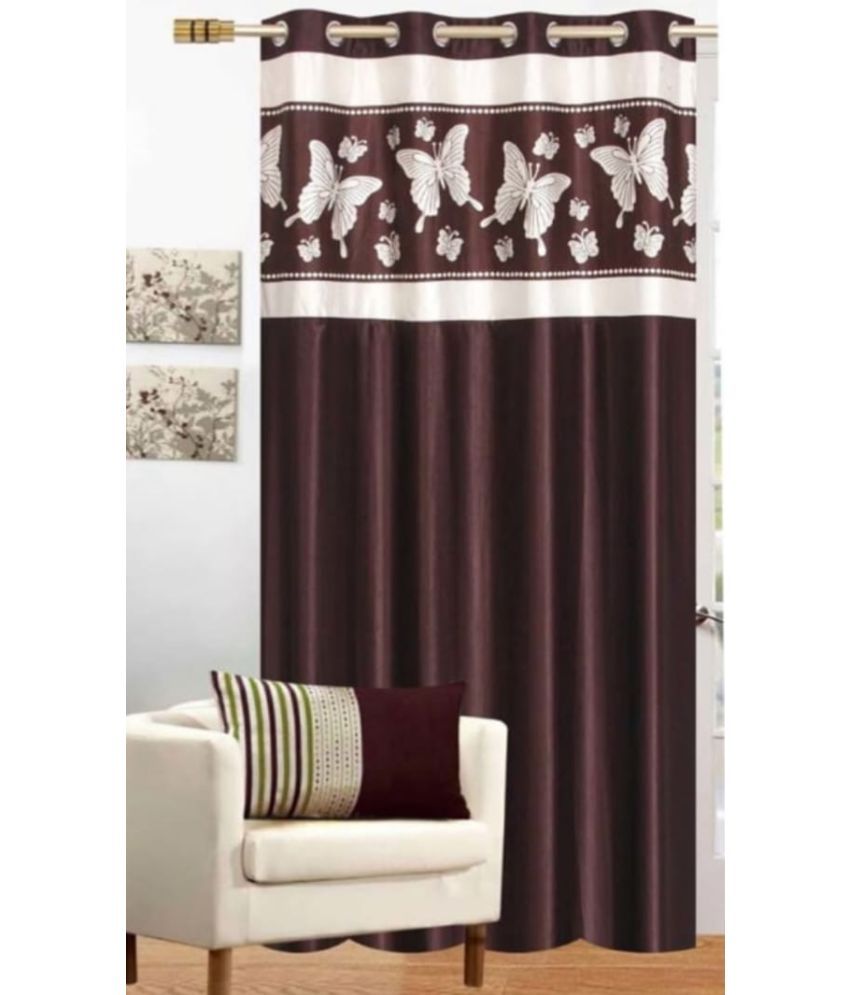     			WI Birds Room Darkening Eyelet Curtain 7 ft ( Pack of 2 ) - Brown