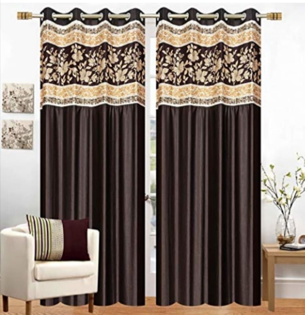     			WI Solid Room Darkening Eyelet Curtain 9 ft ( Pack of 2 ) - Brown