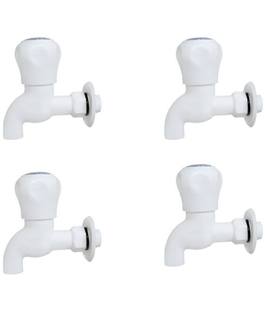     			COSWARE Prince White PVC Bib Cock Tap - 4 PCS Plastic (ABS) Bathroom Tap (Bib Cock)