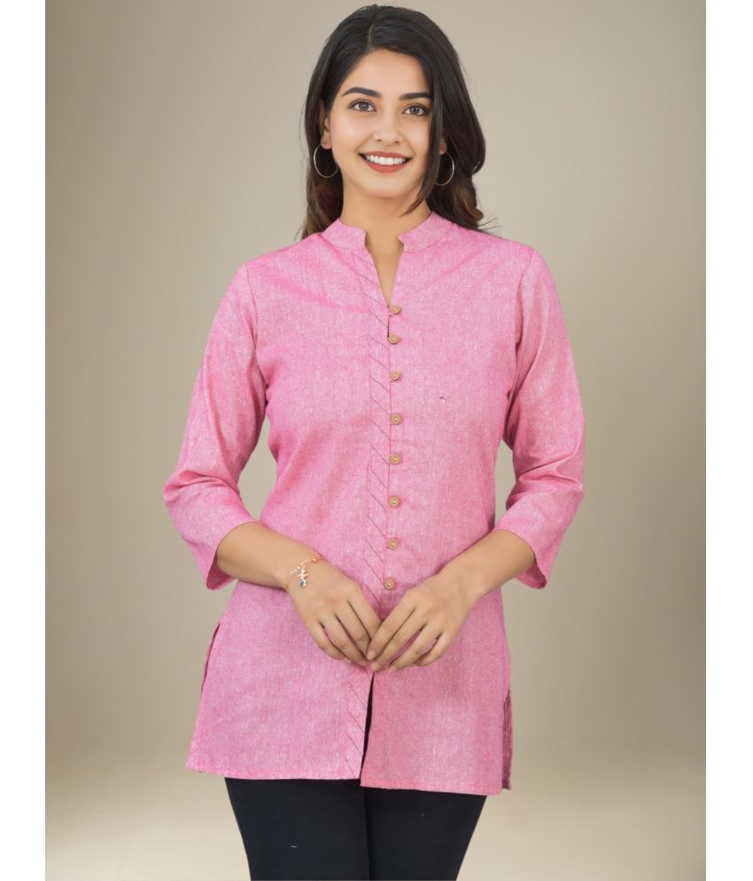     			Dgsm Craft Pack of 1 Cotton Solid Straight Women's Kurti - ( Pink )