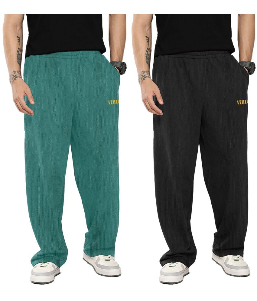     			Leotude Mint Green Cotton Blend Men's Trackpants ( Pack of 2 )