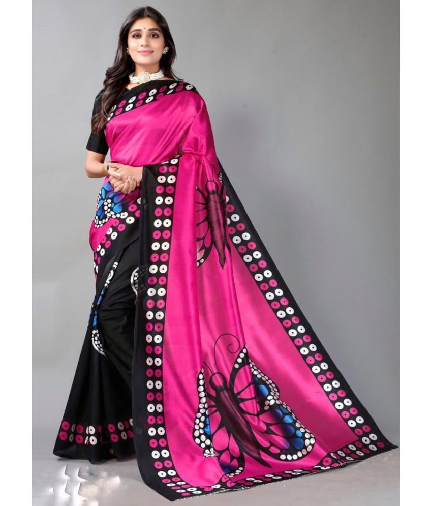     			Nandini Creation Art Silk Printed Saree With Blouse Piece ( Black , Pack of 2 )