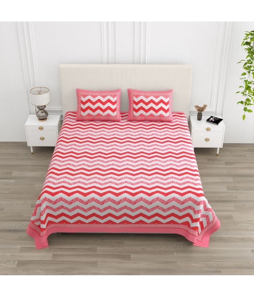     			Shubastik Cotton 1 Double Queen Bedsheet with 2 Pillow Covers ( Red )