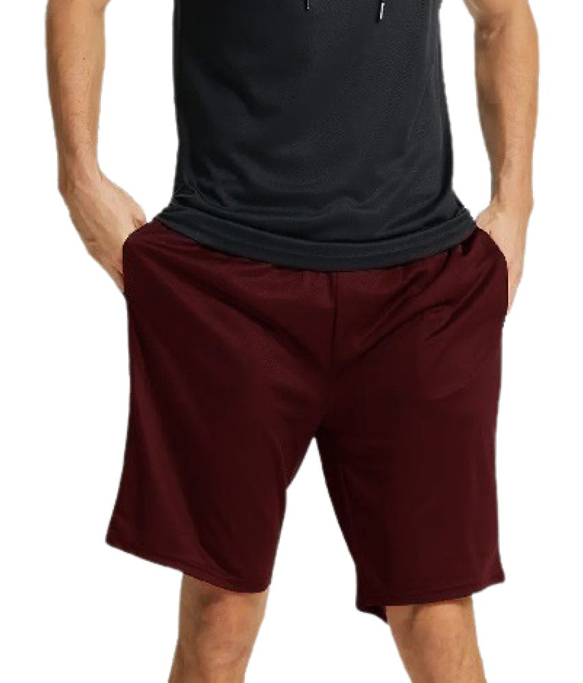     			THE PLANET COOL Maroon Cotton Lycra Men's Gym Shorts ( Pack of 1 )