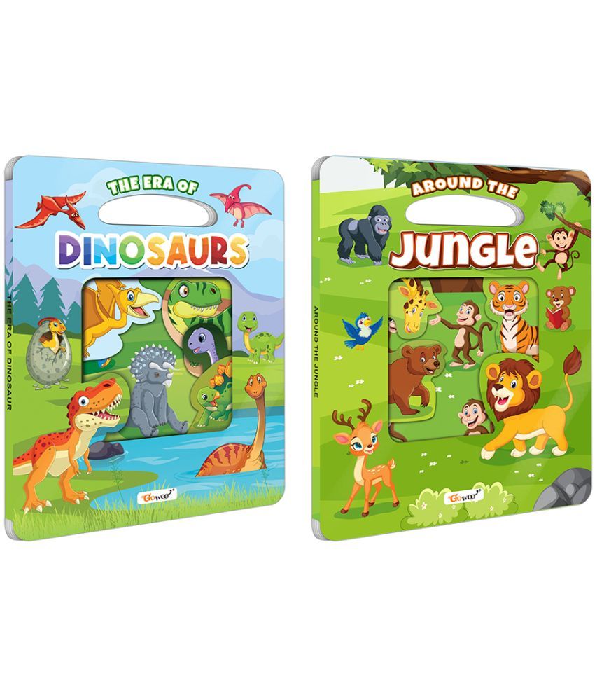     			The Era of Dinosaur and Around the Jungle Window Cut Board Book : Kids Learning Picture Book, Die Cut Early Learning Book, Board Book for Young Learners | Combo of 2 Die Cut Shape Board Books