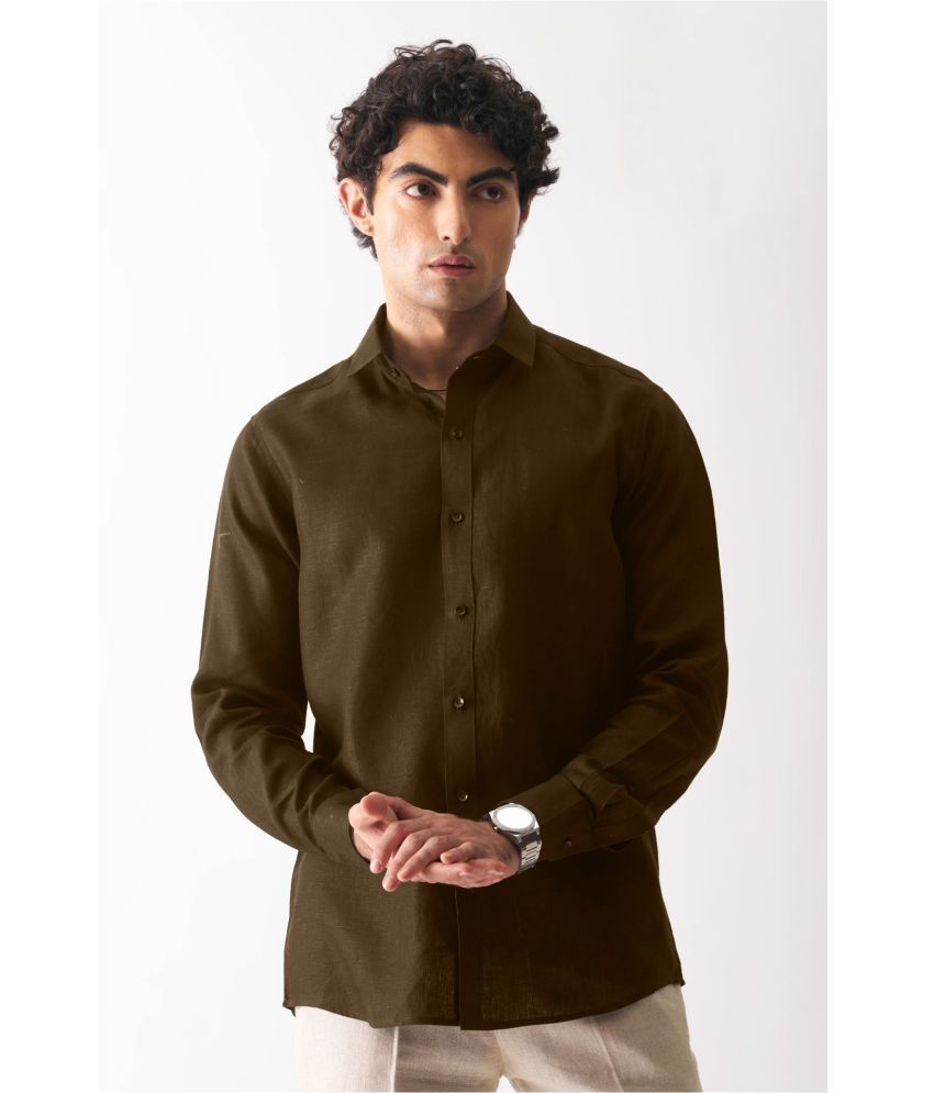     			VERTUSY Linen Regular Fit Solids Full Sleeves Men's Casual Shirt - Brown ( Pack of 1 )