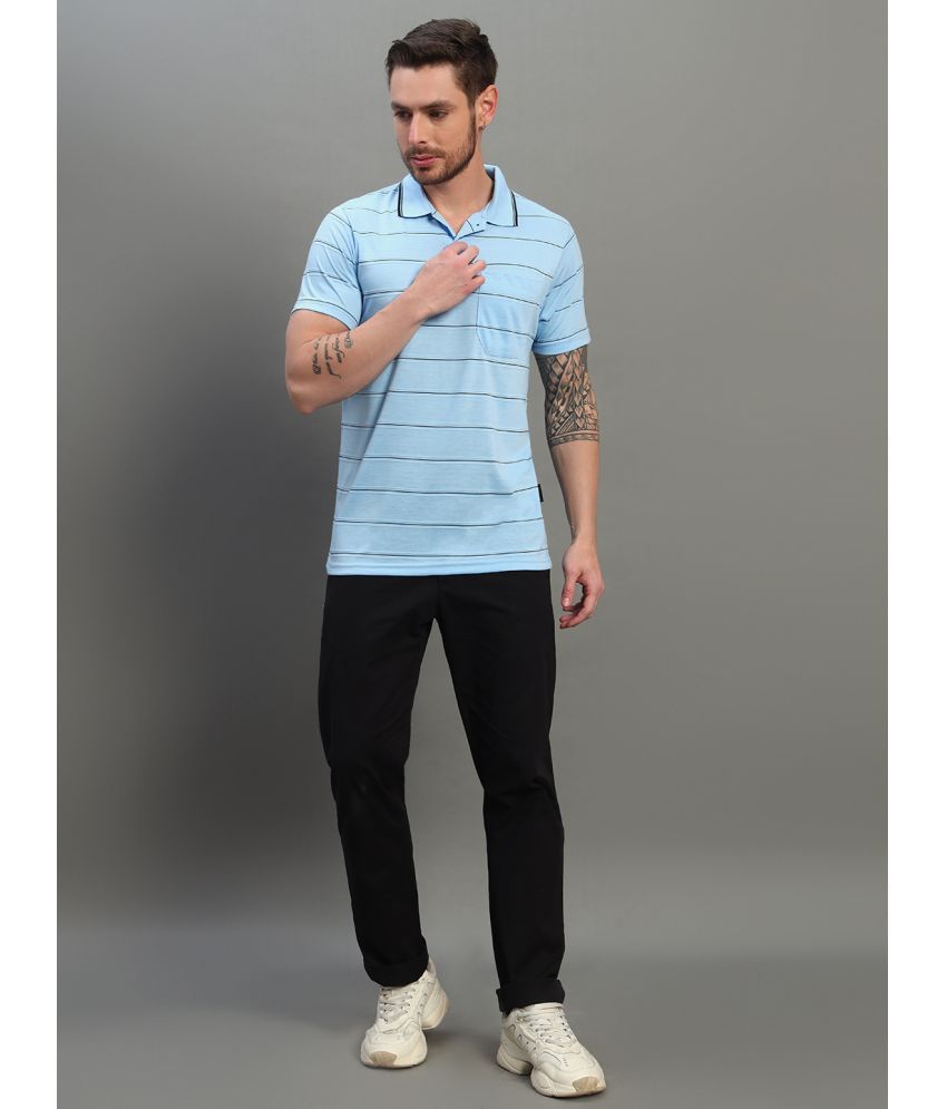     			renuovo Pack of 1 Cotton Blend Regular Fit Striped Half Sleeves Men's Polo T Shirt ( Sky Blue )