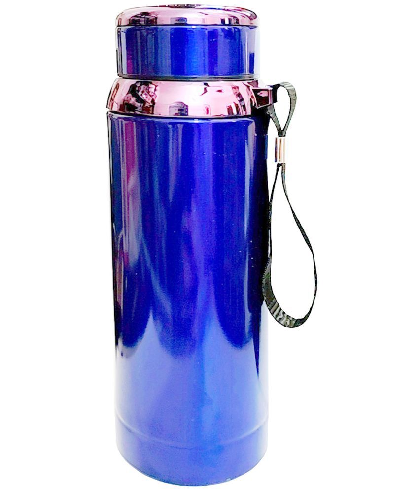     			viDixn Premium Stainless Steel Insulated Hot & Cold Water Bottle (800 ML) for School, Office, Home, Gym (800 ML) Water Bottle for Men Leakproof, Rust Free Steel Bottle (Pack of 1) Blue