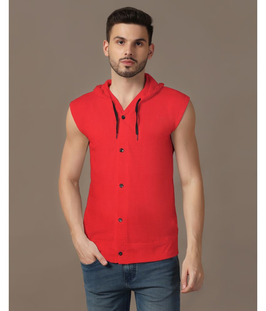     			Beyou Fashion Cotton Blend Regular Fit Solids Sleeveless Men's Casual Shirt - Red ( Pack of 1 )