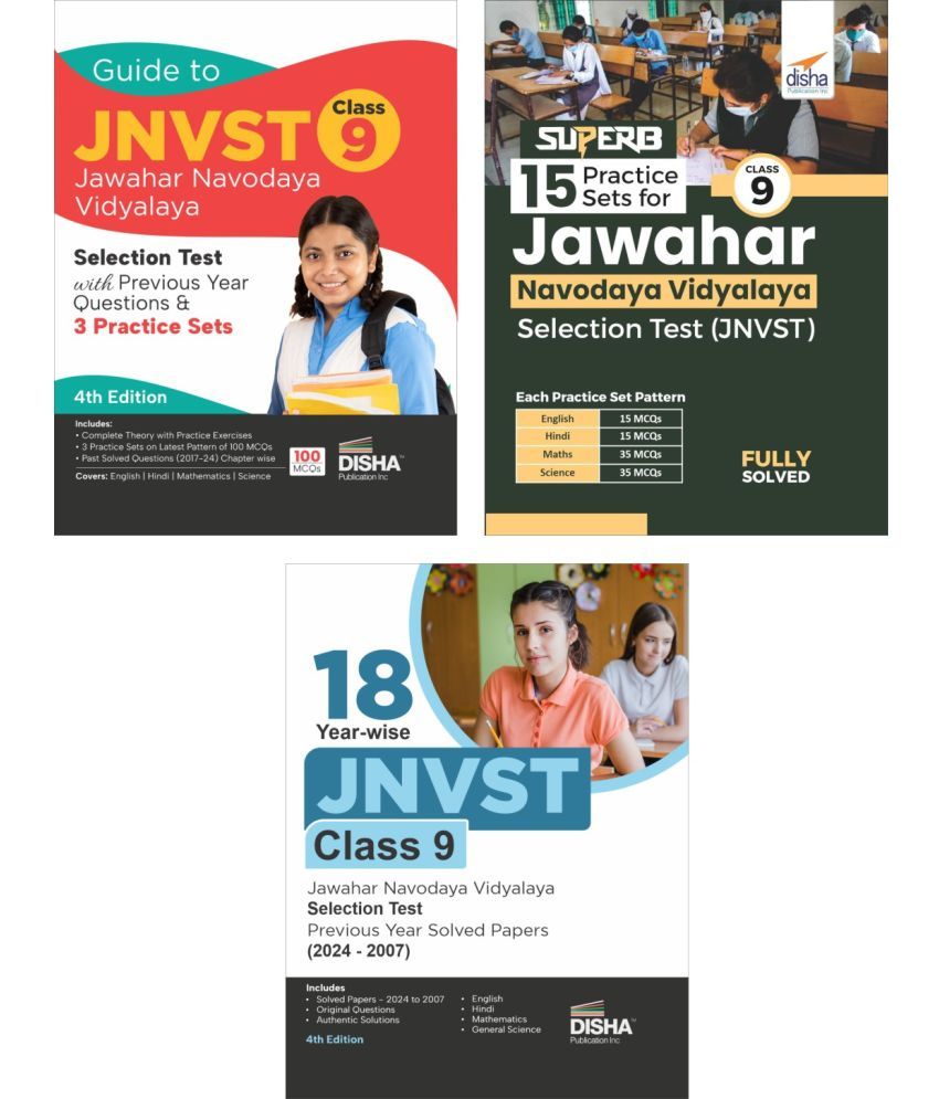     			Combo (set of 3 Books) Study Package for JNVST Class 9 Jawahar Navodaya Vidyalaya Selection Test - Guide + Previous Year Solved Papers + Practice Sets