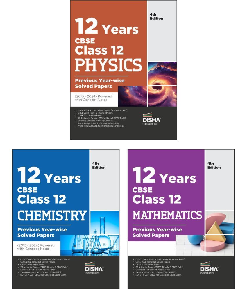     			Combo (set of 4 Books) 12 Years CBSE Class 12 Physics, Chemistry, Mathematics & English Core Previous Year-wise Solved Papers (2013 - 2023) powered wi