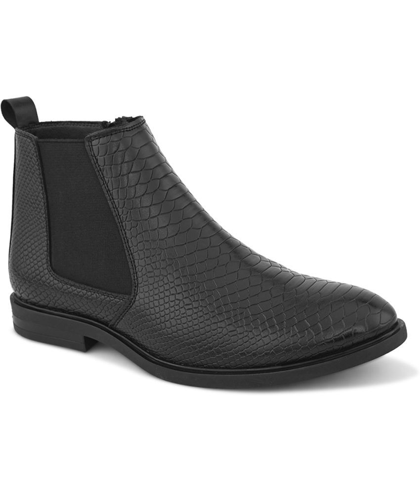     			Fentacia Black Men's Chelsea Boots