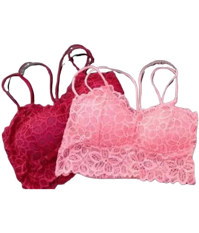     			Kamini Pack of 2 Lace Lightly Padded Bralette Bra For Women ( Multicolor15 )