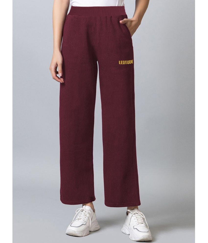     			Leotude Maroon Cotton Blend Women's Running Trackpants ( Pack of 1 )