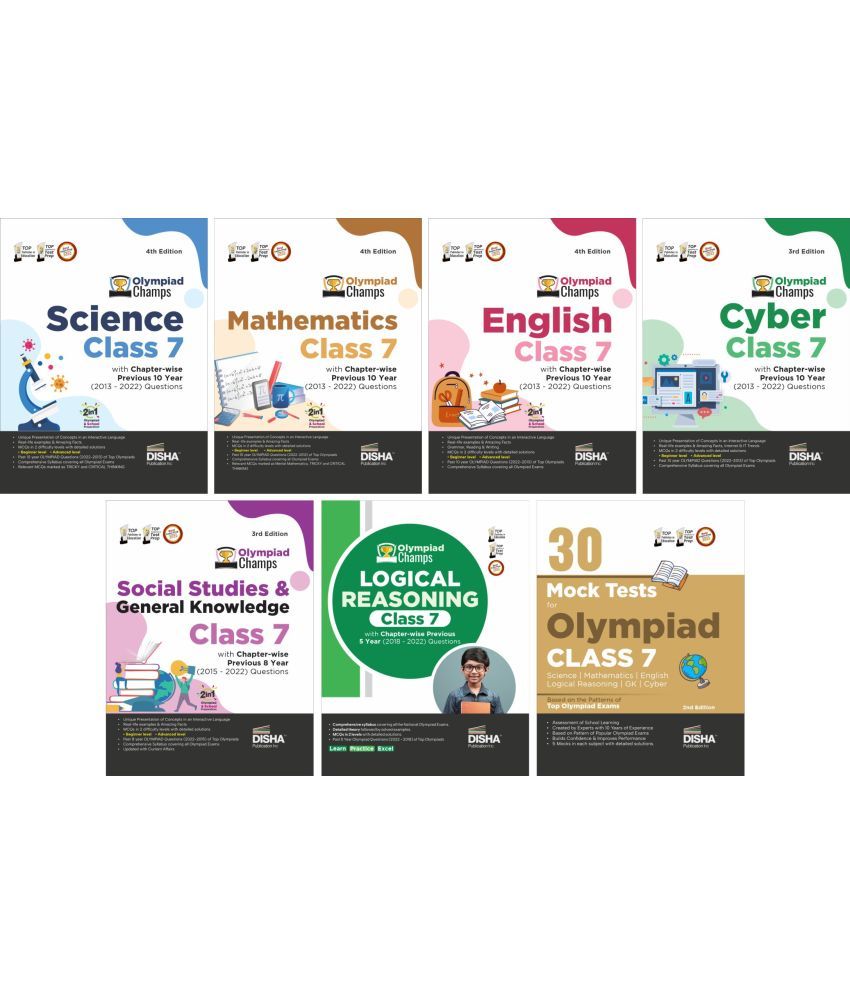     			Olympiad Champs Science, Mathematics, English, Cyber & GK Class 7 with 30 Mock Tests (set of 6 books) 3rd Edition