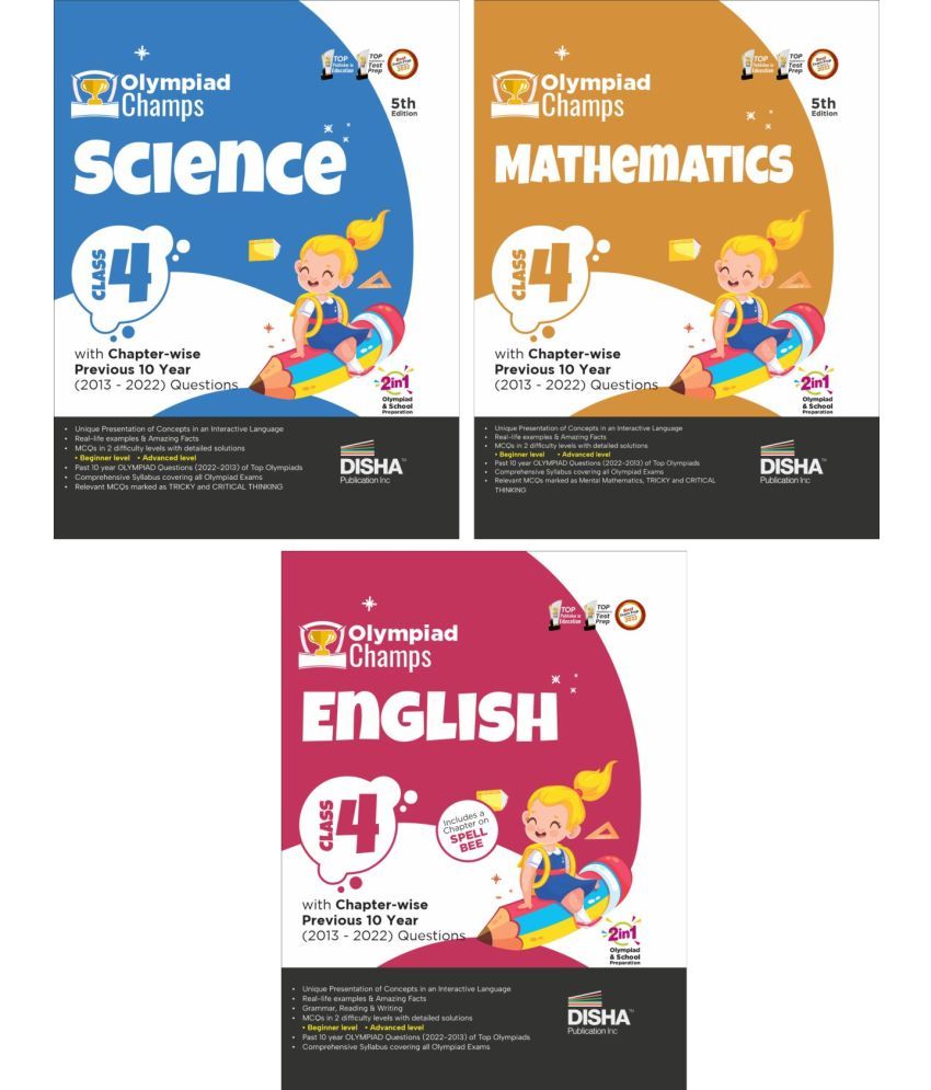     			Olympiad Champs Science, Mathematics, English Class 4 with Past Questions 5th Edition (set of 3 books)