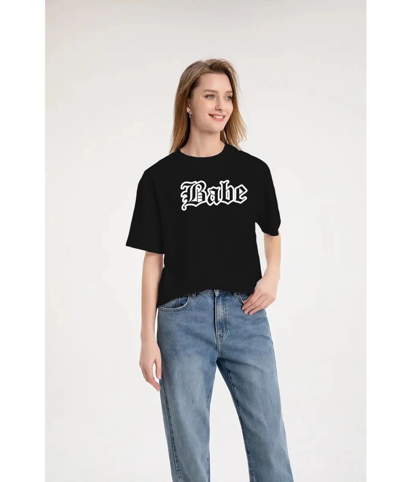     			TQH Black Cotton Blend Tees - Single