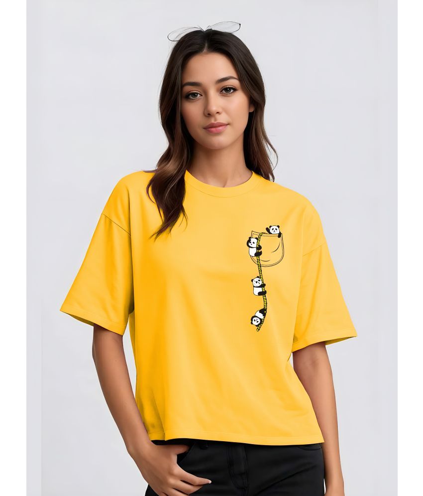     			TQH Yellow Cotton Blend Tees - Single