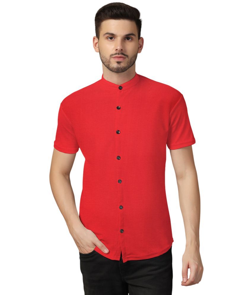     			Tfurnish Cotton Blend Regular Fit Solids Half Sleeves Men's Casual Shirt - Red ( Pack of 1 )