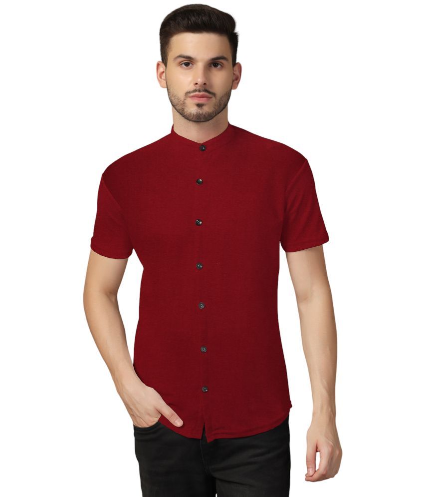     			Tfurnish Cotton Blend Regular Fit Solids Half Sleeves Men's Casual Shirt - Maroon ( Pack of 1 )