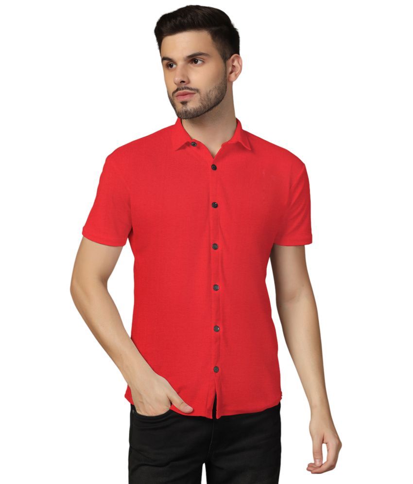     			Tfurnish Cotton Blend Regular Fit Solids Half Sleeves Men's Casual Shirt - Red ( Pack of 1 )