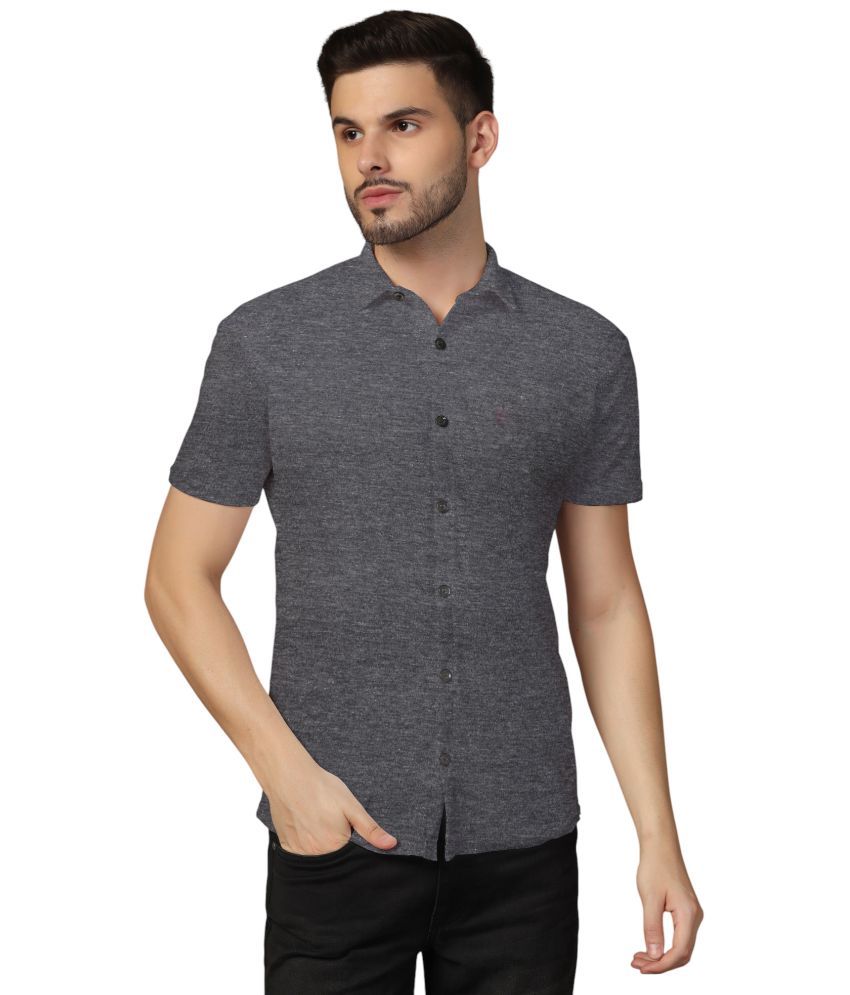     			Tfurnish Cotton Blend Regular Fit Solids Half Sleeves Men's Casual Shirt - Grey ( Pack of 1 )