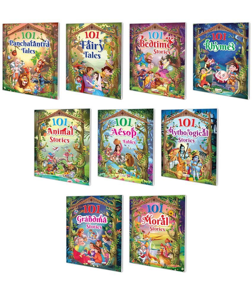     			101 Panchatantra Tales, Fairy Tales, Bedtime Stories, Rhymes Book, Animal Stories, Aesop Fables, Mythological Stories, Grandma Stories and 101 Moral Stories (Ages 3-12) (Paperback) | Pack of 9 story books