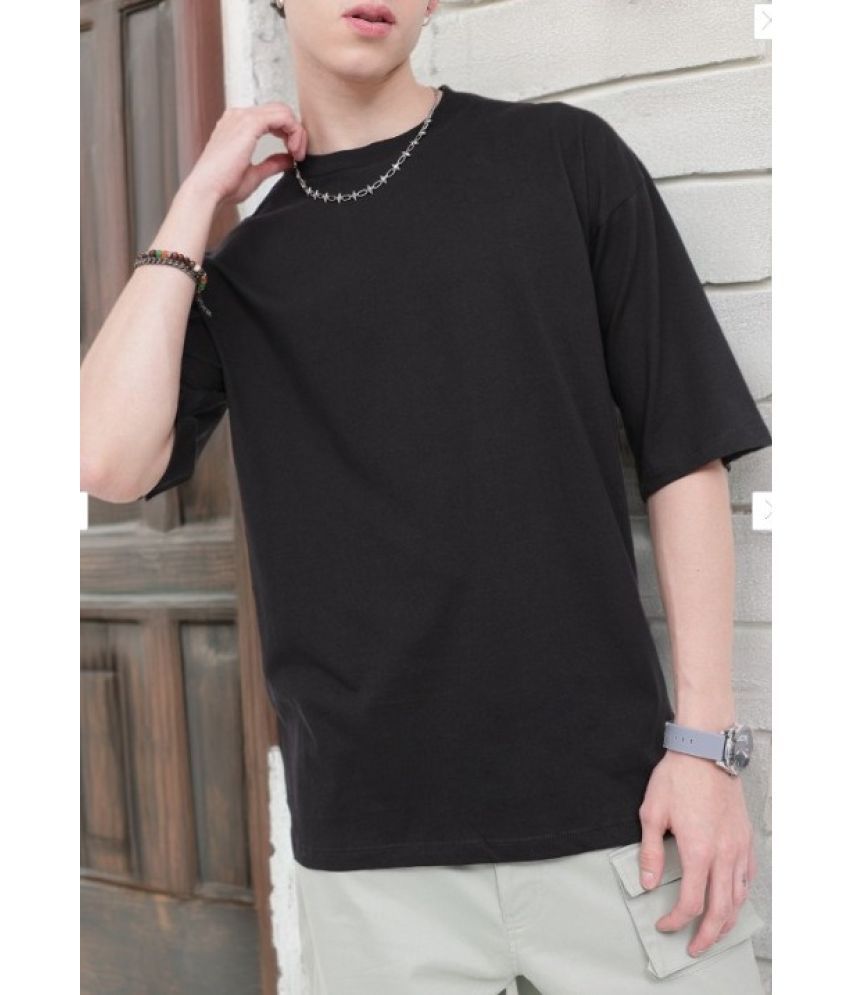     			AI CLUB Cotton Oversized Fit Solid 3/4th Sleeves Men's Round T-Shirt - Black ( Pack of 1 )