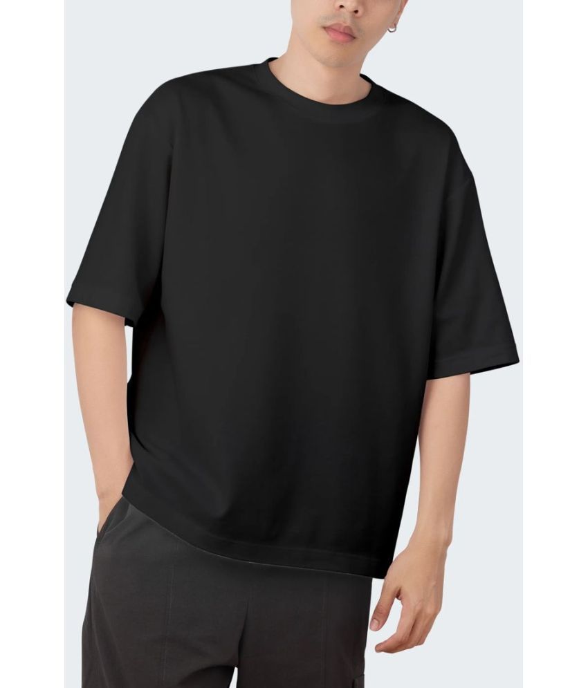     			AI CLUB Cotton Oversized Fit Solid Half Sleeves Men's Round T-Shirt - Black ( Pack of 1 )