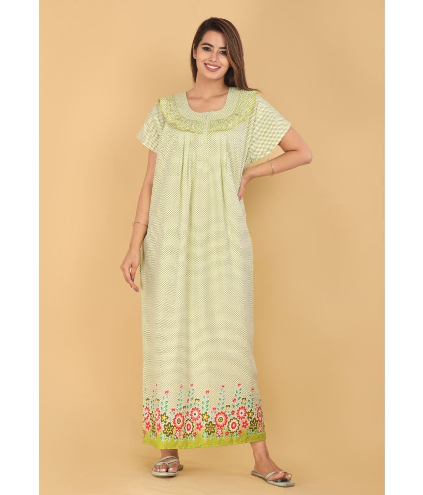     			Anjaneya Creations Green Cotton Women's Nightwear Nighty & Night Gowns ( Pack of 1 )