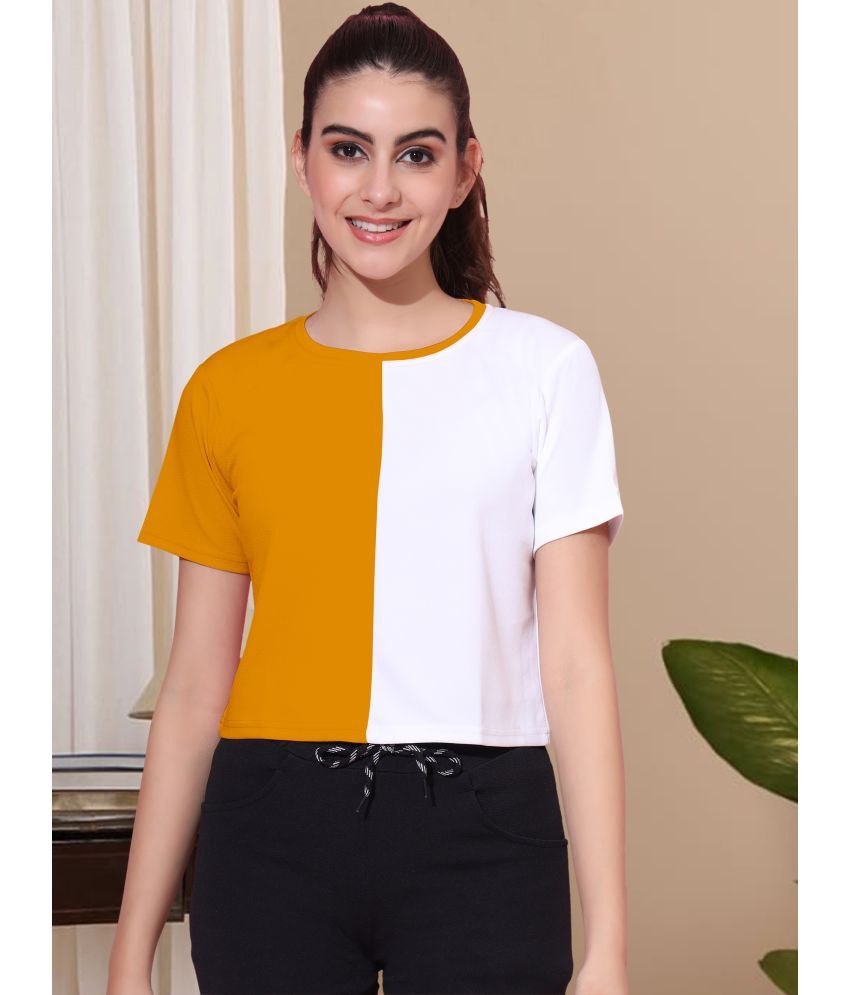     			DTR FASHION Yellow Cotton Blend Women's Crop Top ( Pack of 1 )