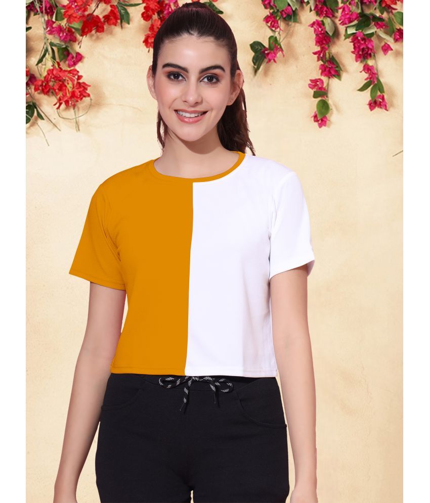     			DTR FASHION Yellow Cotton Blend Women's Crop Top ( Pack of 1 )