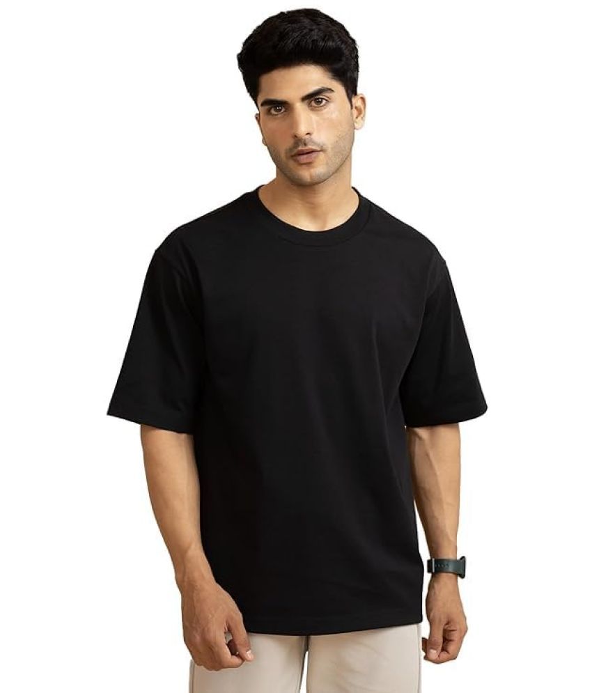     			NEOCARDIN Cotton Blend Oversized Fit Solid Half Sleeves Men's Round T-Shirt - Black ( Pack of 1 )