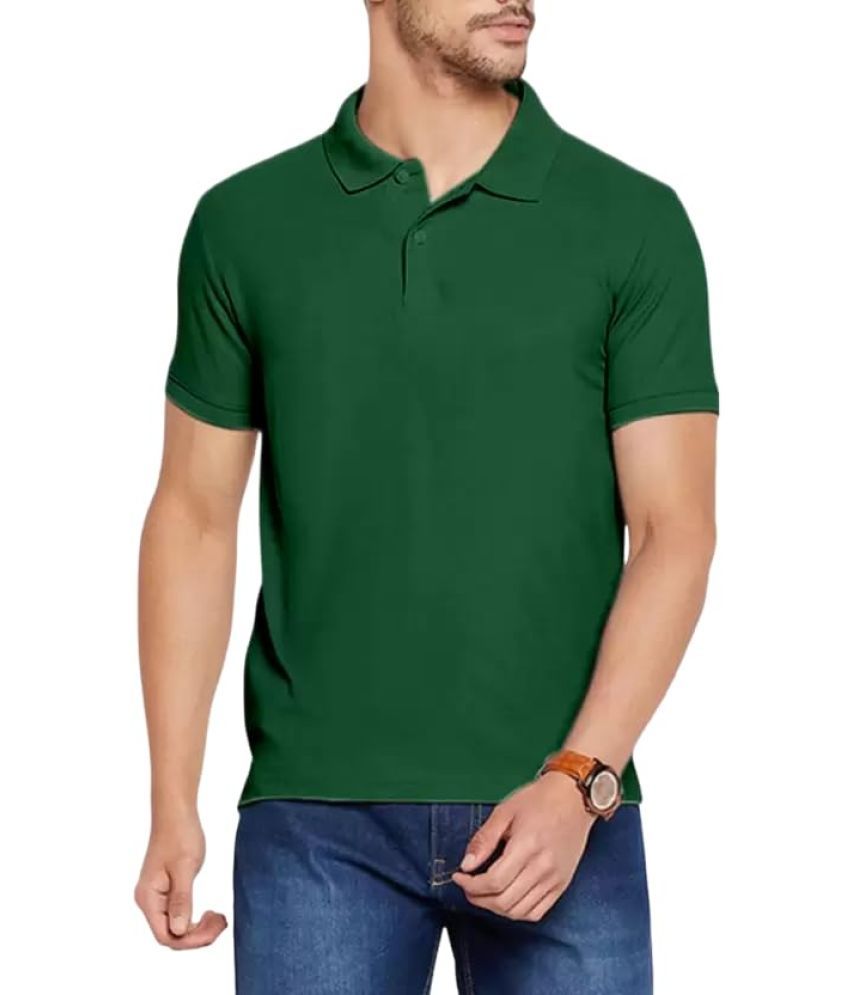     			NEOCARDIN Pack of 1 Cotton Blend Regular Fit Solid Half Sleeves Men's Polo T Shirt ( Green )